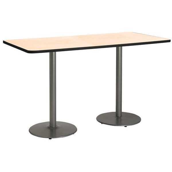 Kfi Rectangle KFI 30" x 72" Conference Table with Natural Top, Round Silver Base, Bistro Height, 72 W - T3072-B1917-SL-NA-38