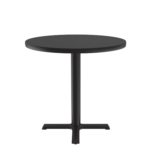 Correll Round Cafe Bistro and Breakroom Pedestal Table, 29" H, High Pressure Laminate Top, Black Granite - BXT30R-07