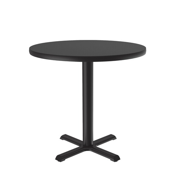 Correll Round Cafe Bistro and Breakroom Pedestal Table, 29" H, High Pressure Laminate Top, Black Granite - BXT30R-07