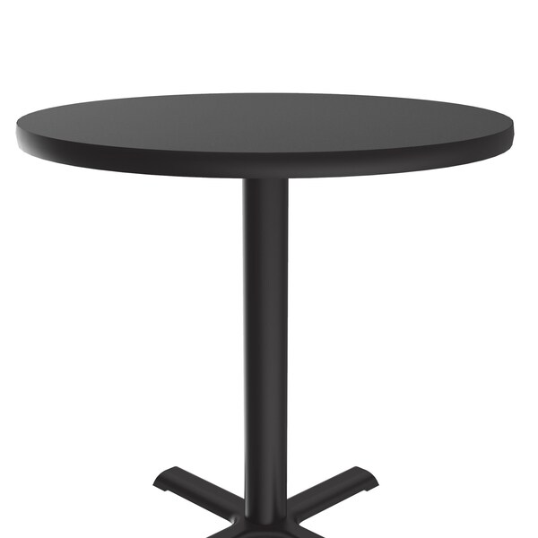 Correll Round Cafe Bistro and Breakroom Pedestal Table, 29" H, High Pressure Laminate Top, Black Granite - BXT30R-07