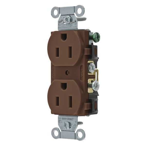 Zoro Select 15A Duplex Receptacle 125VAC 5-15R BN - CBRS15