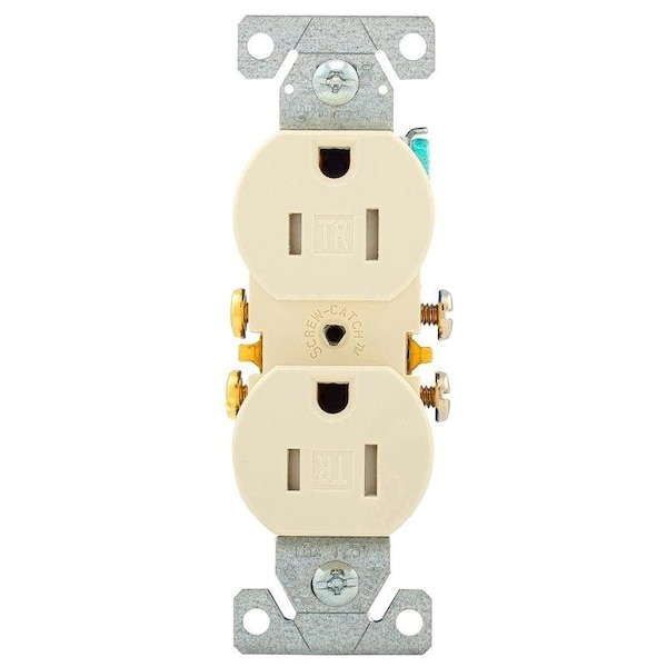 Eaton Wiring Devices Duplex Receptacle, 2 Pole, 15 A, 125 V, Pushin, Side Wiring, NEMA 515R - TR270LA