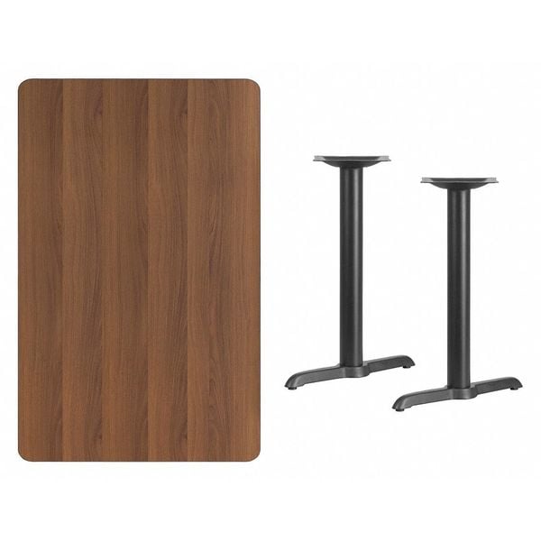 Flash Furniture Rectangle Walnut Table, Rectangle w/T-Base, 30"x48", 30" W, 48" L, 31.125" H, Laminate Top - XU-WALTB-3048-T0522-GG
