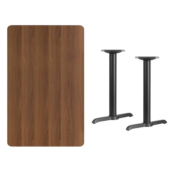 Flash Furniture Rectangle Walnut Table, Rectangle w/T-Base, 30"x48", 30" W, 48" L, 31.125" H, Laminate Top - XU-WALTB-3048-T0522-GG