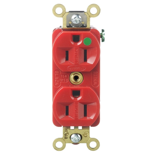 Hubbell 15A Duplex Receptacle 125VAC 5-15R RD - HBL8200ILR