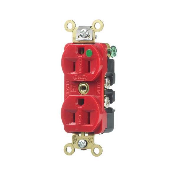 Hubbell 15A Duplex Receptacle 125VAC 5-15R RD - HBL8200ILR