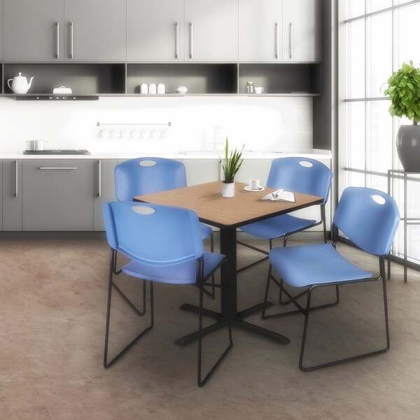 Regency Square Cain Large X-Base Breakroom Table, 42 in W, 42 in L, Noble Oak - TB4242NO