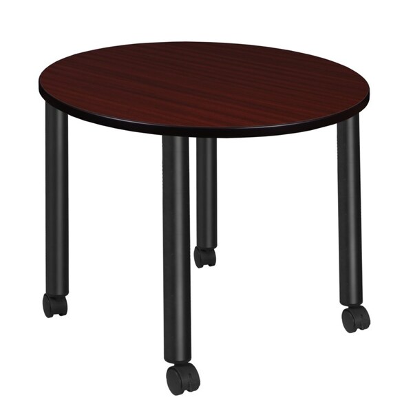 Regency Kee Mobile Tables, 36 W, 36 L, 29 H, Wood, Metal Top, Mahogany - TBMC36RNDMHBK
