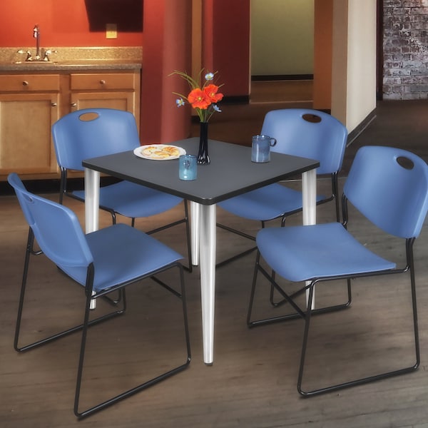 Regency Kahlo Square Table & Chair Sets, 30 W, 30 L, 29 H, Wood, Metal, Polypropylene Top, Grey - TPL3030GYCM44BE