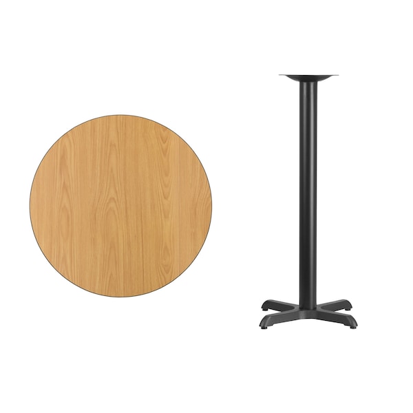 Flash Furniture Round Natural Laminate Table, 30" W, 30" L, 43.125" H, Laminate Top, Wood Grain - XU-RD-30-NATTB-T2222B-GG