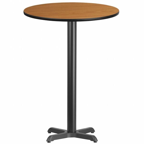 Flash Furniture Round Natural Laminate Table, 30" W, 30" L, 43.125" H, Laminate Top, Wood Grain - XU-RD-30-NATTB-T2222B-GG