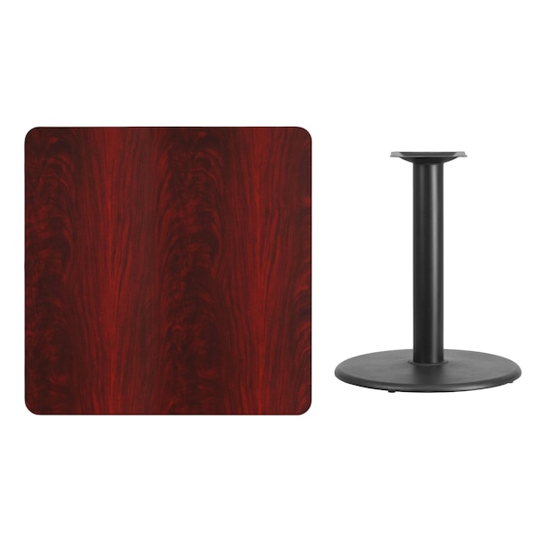 Flash Furniture Square Laminate Table, 36" W, 36" L, 31.125" H, Laminate Top, Wood Grain - XU-MAHTB-3636-TR24-GG