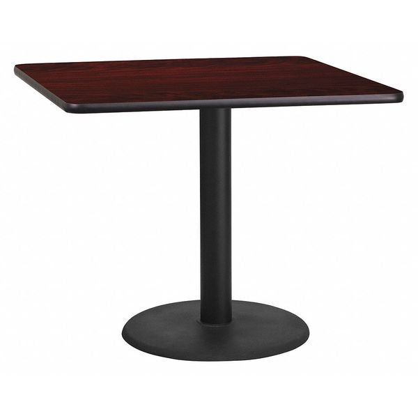 Flash Furniture Square Laminate Table, 36" W, 36" L, 31.125" H, Laminate Top, Wood Grain - XU-MAHTB-3636-TR24-GG