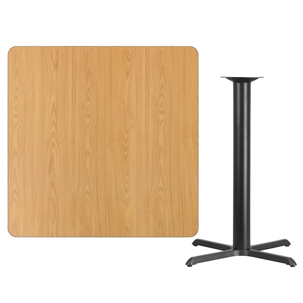Flash Furniture Square Natural Laminate Table, 42" W, 42" L, 43.125" H, Laminate Top, Wood Grain - XU-NATTB-4242-T3333B-GG