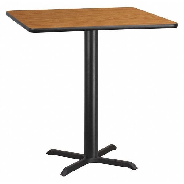 Flash Furniture Square Natural Laminate Table, 42" W, 42" L, 43.125" H, Laminate Top, Wood Grain - XU-NATTB-4242-T3333B-GG