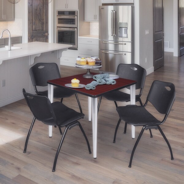 Regency Kahlo Square Table & Chair Sets, 30 W, 30 L, 29 H, Wood, Metal, Plastic Top, Mahogany - TPL3030MHCM47BK