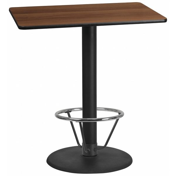 Flash Furniture Rectangle Laminate Table, 30" W, 42" L, 43.125" H, Laminate Top, Wood Grain - XU-WALTB-3042-TR24B-4CFR-GG