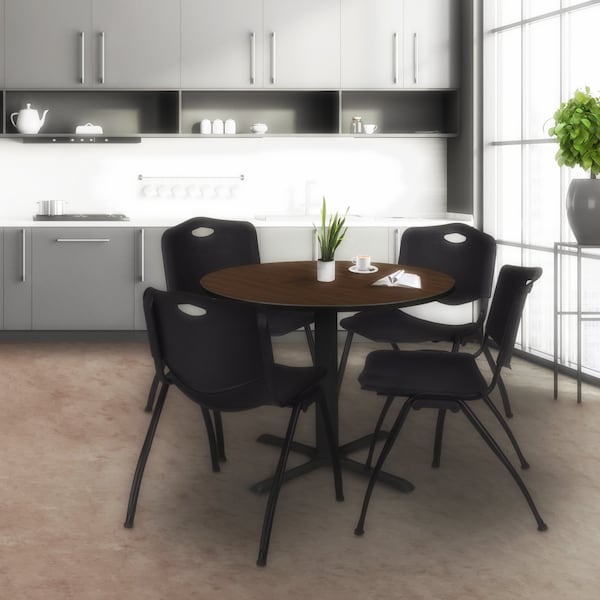 Regency Round Cain Large X-Base Breakroom Table, 42 in W, 42 in L, Neo Walnut - TB42RNDNW