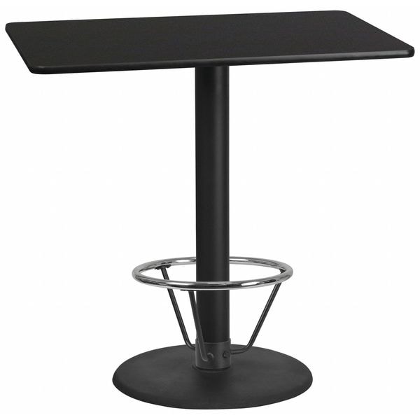 Flash Furniture Rectangle Table-RD Base, Laminate Blk, 30"X48", 30" W, 48" L, 43.125" H, Laminate Top, Wood Grain - XU-BLKTB-3048-TR24B-4CFR-GG