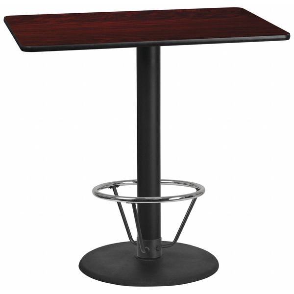 Flash Furniture Rectangle Laminate Table, 30" W, 48" L, 43.125" H, Laminate Top, Wood Grain - XU-MAHTB-3048-TR24B-4CFR-GG
