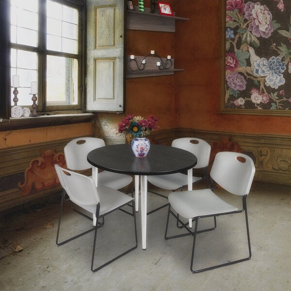 Regency Kahlo Round Table & Chair Sets, 36 W, 36 L, 29 H, Wood, Metal, Polypropylene Top, Ash Grey - TPL36RNDAGCM44GY