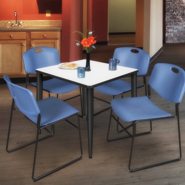 Regency Kahlo Square Table & Chair Sets, 30 W, 30 L, 29 H, Wood, Metal, Polypropylene Top, White - TPL3030WHBK44BE