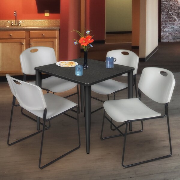 Regency Kahlo Square Table & Chair Sets, 30 W, 30 L, 29 H, Wood, Metal, Polypropylene Top, Ash Grey - TPL3030AGBK44GY