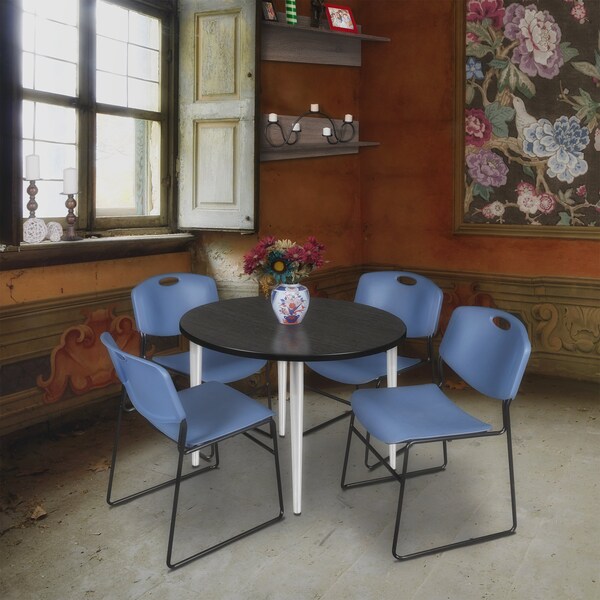 Regency Kahlo Round Table & Chair Sets, 36 W, 36 L, 29 H, Wood, Metal, Polypropylene Top, Ash Grey - TPL36RNDAGCM44BE