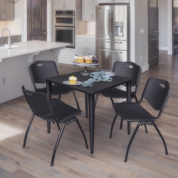 Regency Kahlo Square Table & Chair Sets, 30 W, 30 L, 29 H, Wood, Metal, Plastic Top, Ash Grey - TPL3030AGBK47BK