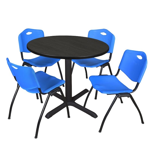 Regency Cain Round Table & Chair Sets, 42 W, 42 L, 29 H, Wood, Metal, Plastic Top, Ash Grey - TB42RNDAG47BE