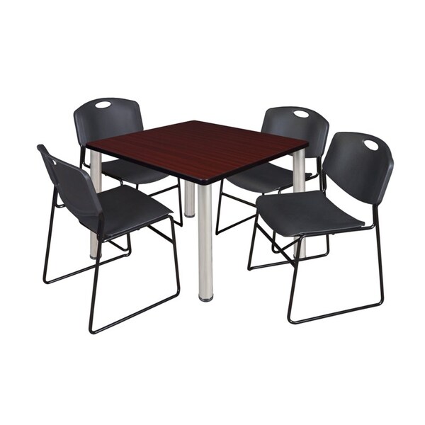 Kee/Zeng Square Tables > Breakroom Tables > Kee Square Table & Chair Sets, Wood|Metal|Polypropylene Top - TB3636MHBPCM44BK