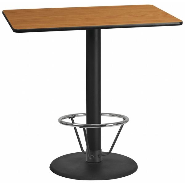 Flash Furniture Rectangle Laminate Table, 30" W, 48" L, 43.125" H, Laminate Top, Wood Grain - XU-NATTB-3048-TR24B-4CFR-GG