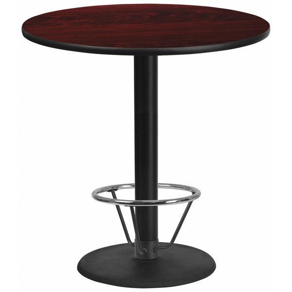 Flash Furniture Round Laminate Table, 42" W, 42" L, 43.125" H, Laminate Top, Wood Grain - XU-RD-42-MAHTB-TR24B-4CFR-GG