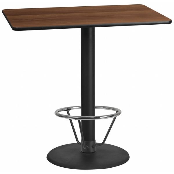 Flash Furniture Rectangle Laminate Table, 30" W, 48" L, 43.125" H, Laminate Top, Wood Grain - XU-WALTB-3048-TR24B-4CFR-GG