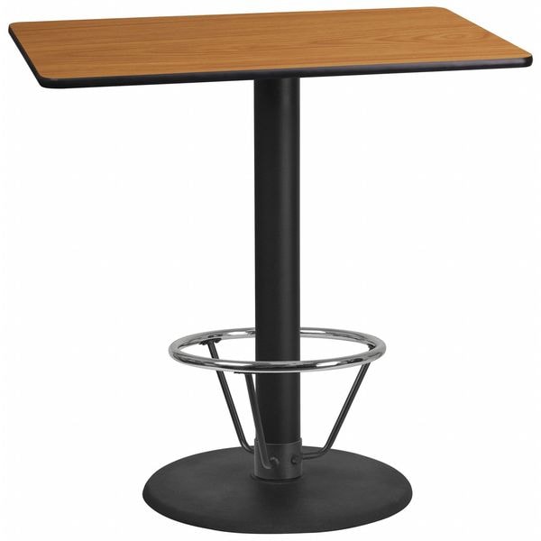 Flash Furniture Rectangle Laminate Table, 24" W, 42" L, 43.125" H, Laminate Top, Wood Grain - XU-NATTB-2442-TR24B-4CFR-GG