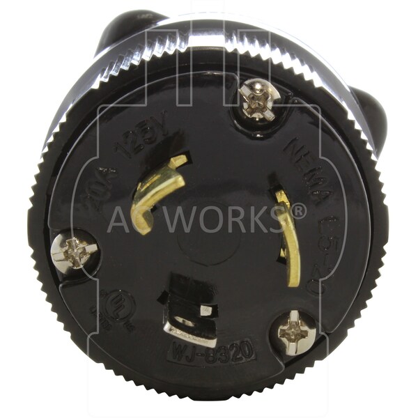 Ac Works NEMA L5-20P 20A 125V 3-Prong Locking Male Plug With UL, C-UL Approval in Black - ASL520P-BK