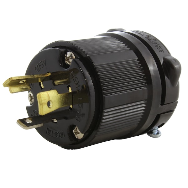 Ac Works NEMA L5-20P 20A 125V 3-Prong Locking Male Plug With UL, C-UL Approval in Black - ASL520P-BK
