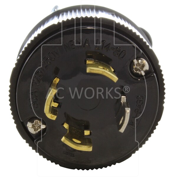 Ac Works NEMA L14-30P 30A 125/250V 4-Prong Locking Male Plug With UL, C-UL Approval in Black - ASL1430P-BK