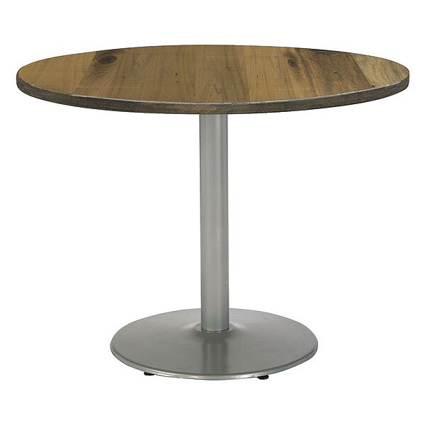 Kfi Round Wood Table, Natural/Silver, 42"Dx29"H, 42" Dia. (Table Top), 22" Dia. (Base) W, Wood Top - T42RD-B1922SL-LFT-NA