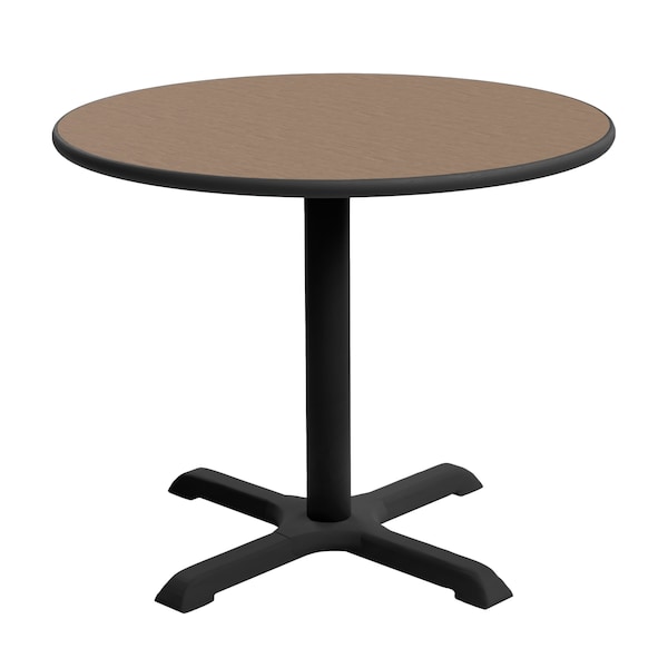 Regency Round Cain Small X-Base Breakroom Table, 30 in W, 30 in L, Noble Oak - TB30RNDNO