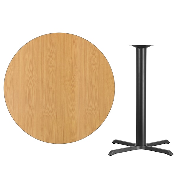 Flash Furniture Round Natural Laminate Table, 42" W, 42" L, 43.125" H, Laminate Top, Wood Grain - XU-RD-42-NATTB-T3333B-GG