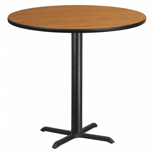 Flash Furniture Round Natural Laminate Table, 42" W, 42" L, 43.125" H, Laminate Top, Wood Grain - XU-RD-42-NATTB-T3333B-GG