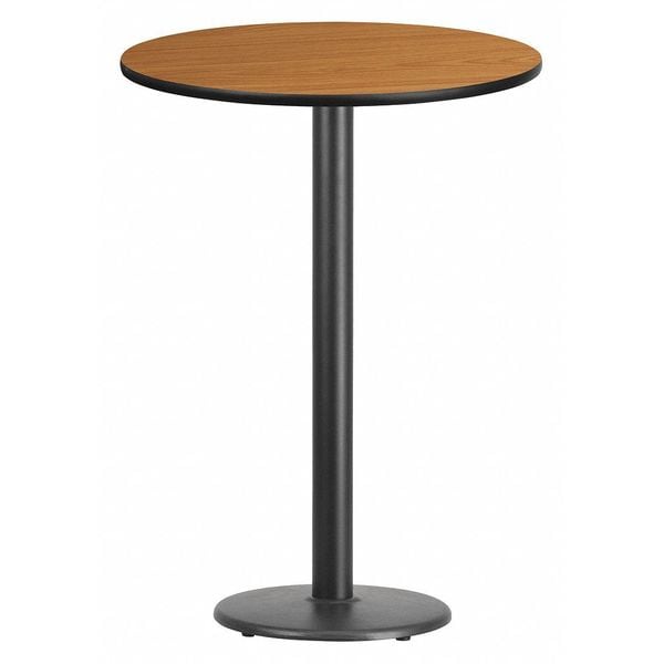Flash Furniture Round Natural Laminate Table, 30" W, 30" L, 43.125" H, Laminate Top, Wood Grain - XU-RD-30-NATTB-TR18B-GG