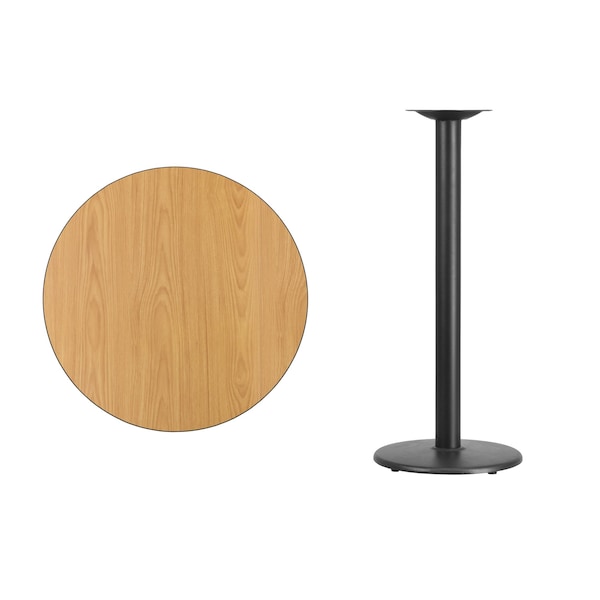 Flash Furniture Round Natural Laminate Table, 30" W, 30" L, 43.125" H, Laminate Top, Wood Grain - XU-RD-30-NATTB-TR18B-GG