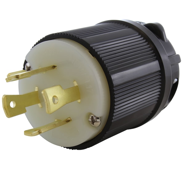 Ac Works NEMA L17-30P 3-Phase 30A 600V 4-Prong Locking Male Plug with UL, C-UL Approval in Black - ASL1730P-BK