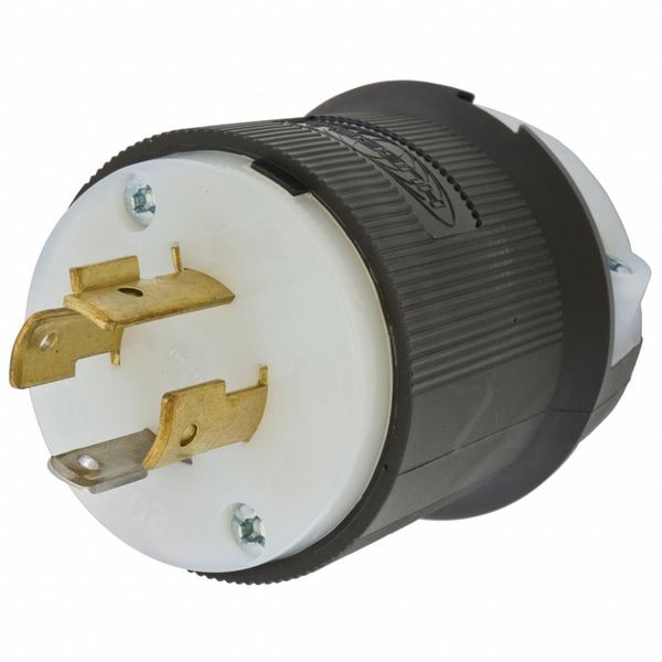 Hubbell HBL2411ST - Twist-Lock® EdgeConnect™ Plug with Spring Termination, 20A, 125/250V, L14-20P, Black and White Nylon - HBL2411ST