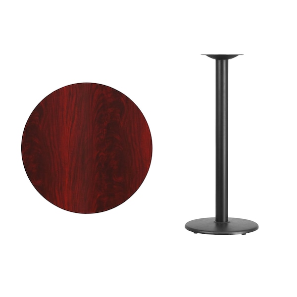 Flash Furniture Round Mahogany Laminate Table w/Rnd Base, 30", 30" W, 30" L, 43.125" H, Laminate Top, Wood Grain - XU-RD-30-MAHTB-TR18B-GG