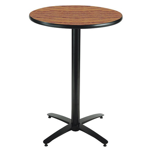 Kfi Round KFI 42in Medium Oak Breakroom Table with Arched X Base, Commercial Grade, Made in the USA - T42RD-B2125-38-MO