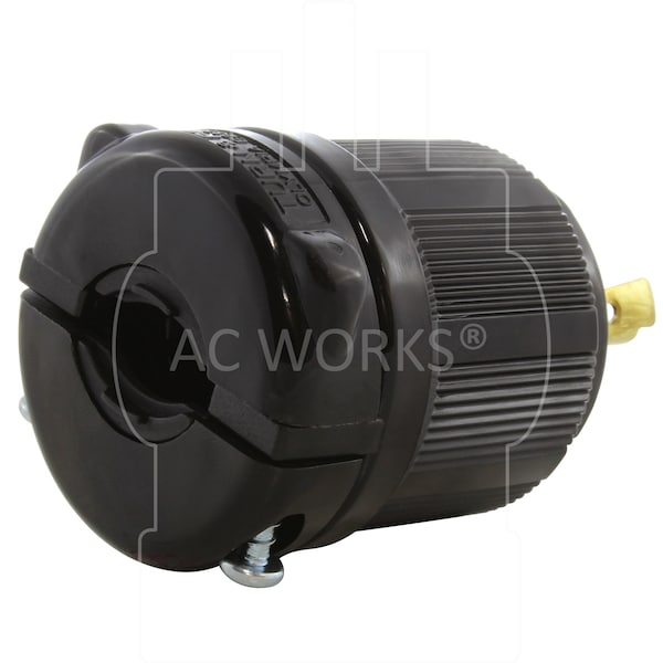 Ac Works NEMA L6-30P 30A 250V 3-Prong Locking Male Plug with UL, C-UL Approval in Black - ASL630P-BK