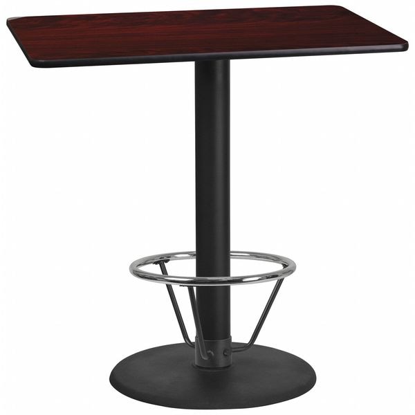 Flash Furniture Rectangle Laminate Table, 24" W, 42" L, 43.125" H, Laminate Top, Wood Grain - XU-MAHTB-2442-TR24B-4CFR-GG